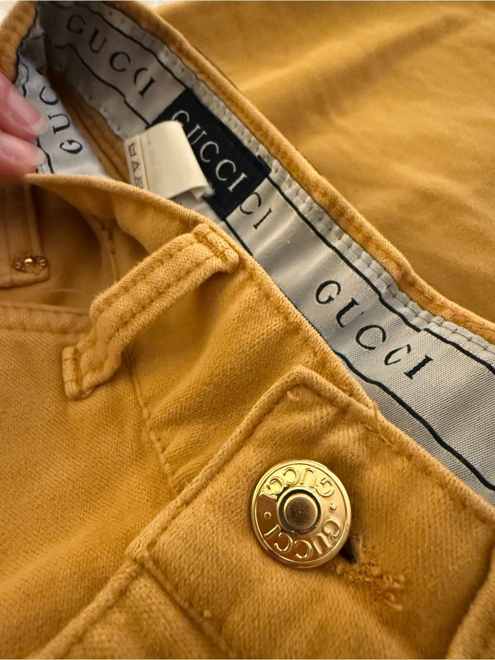 Authentic Tom Ford for Gucci cotton velvet pants sz 42 (US 2-4) gold vintage